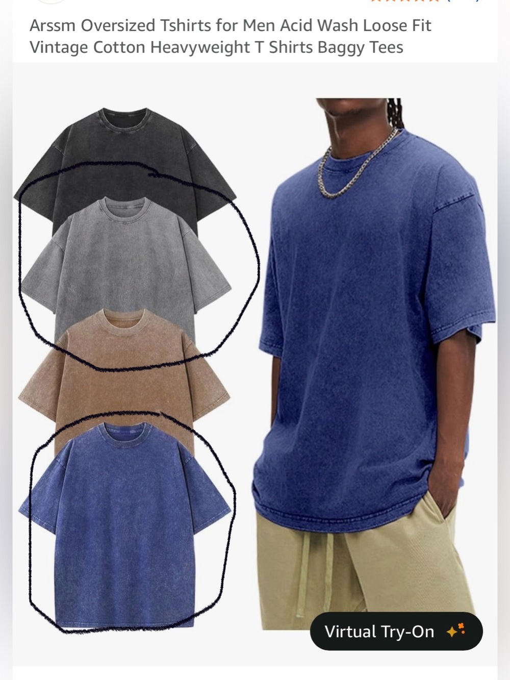 Acid Wash Oversized Men's T-Shirt - set of 2